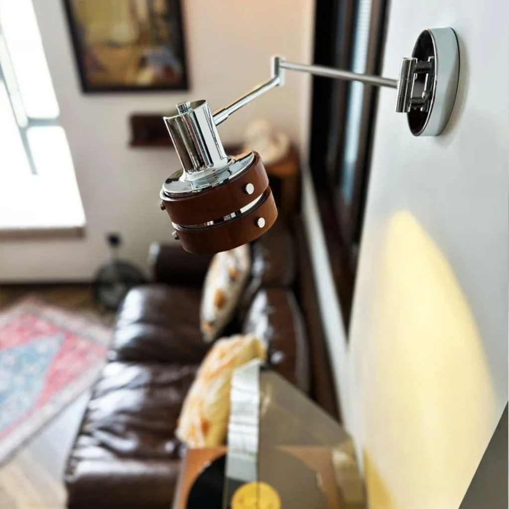 The Rivora Wooden Swing Arm Foldable LED Wall Light