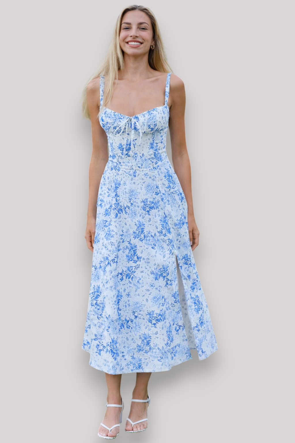 The Rosamund Floral Print Midi Dress Elegant Summer Holiday Style