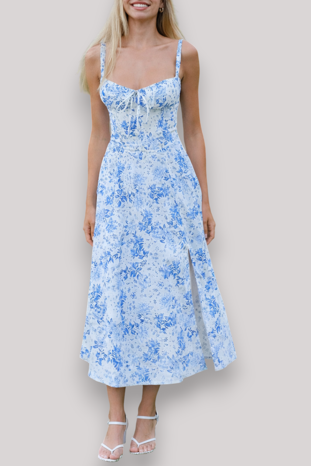 The Rosamund Floral Print Midi Dress Elegant Summer Holiday Style