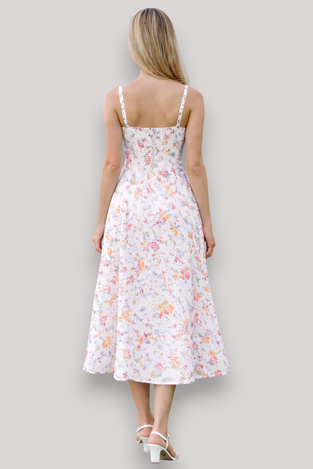 The Rosamund Floral Print Midi Dress Elegant Summer Holiday Style