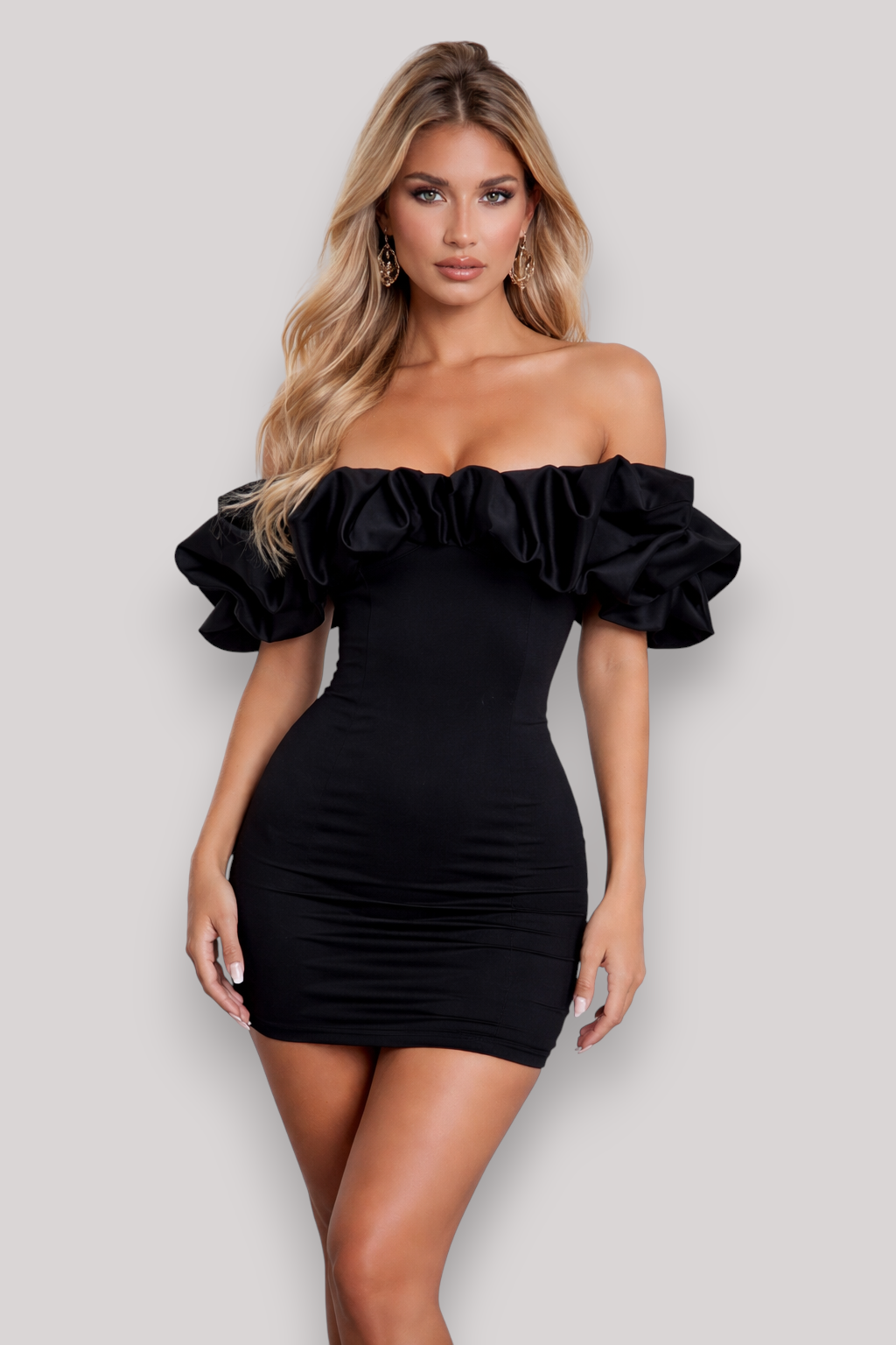 The Rowella Women's Satin Off Shoulder Backless Dress