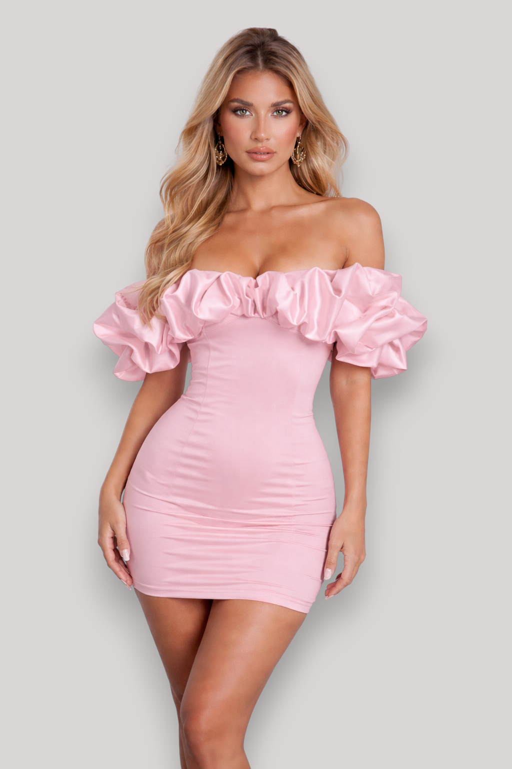 The Rowella Women's Satin Off Shoulder Backless Dress