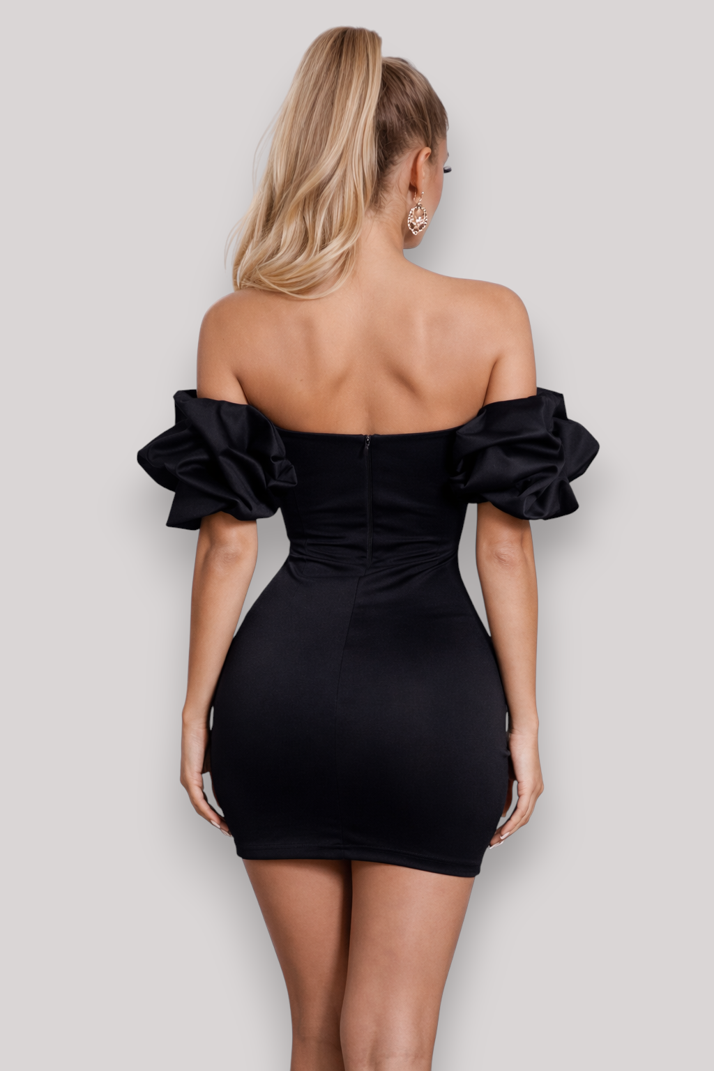The Rowella Women's Satin Off Shoulder Backless Dress