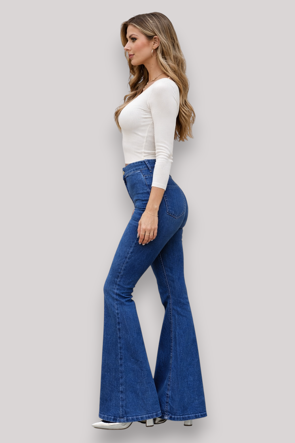 The Sabine Women's Wide Leg Flared Denim Jeans