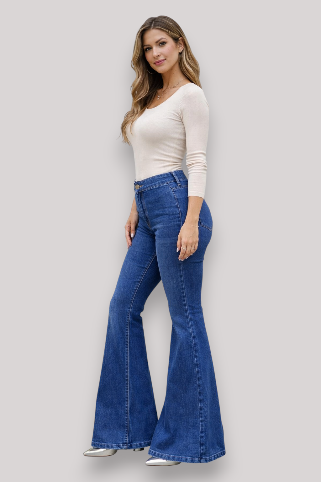 The Sabine Women's Wide Leg Flared Denim Jeans