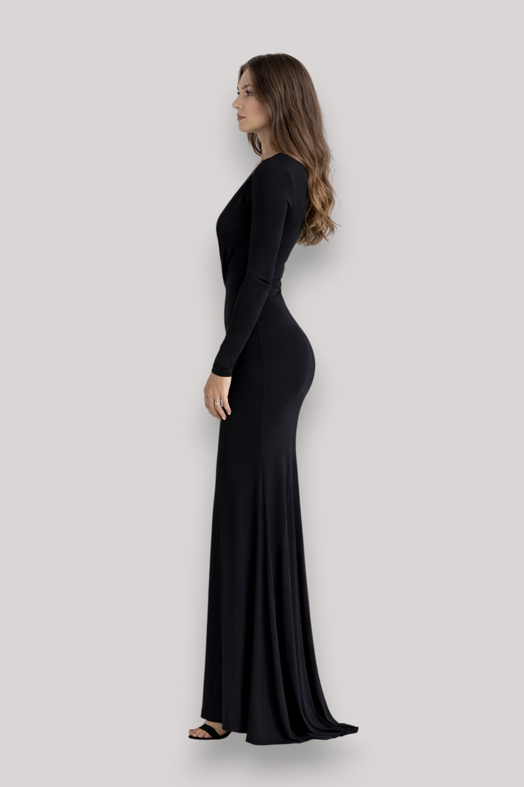 The Scarlett Deep V Long Sleeve Evening Dress