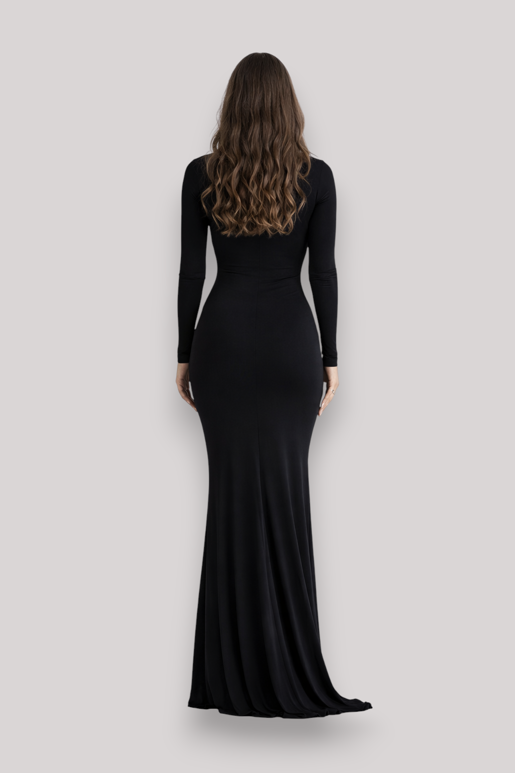 The Scarlett Deep V Long Sleeve Evening Dress
