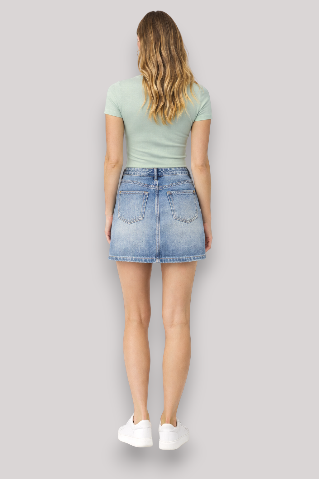 The Seren High Waist Denim Mini Skirt