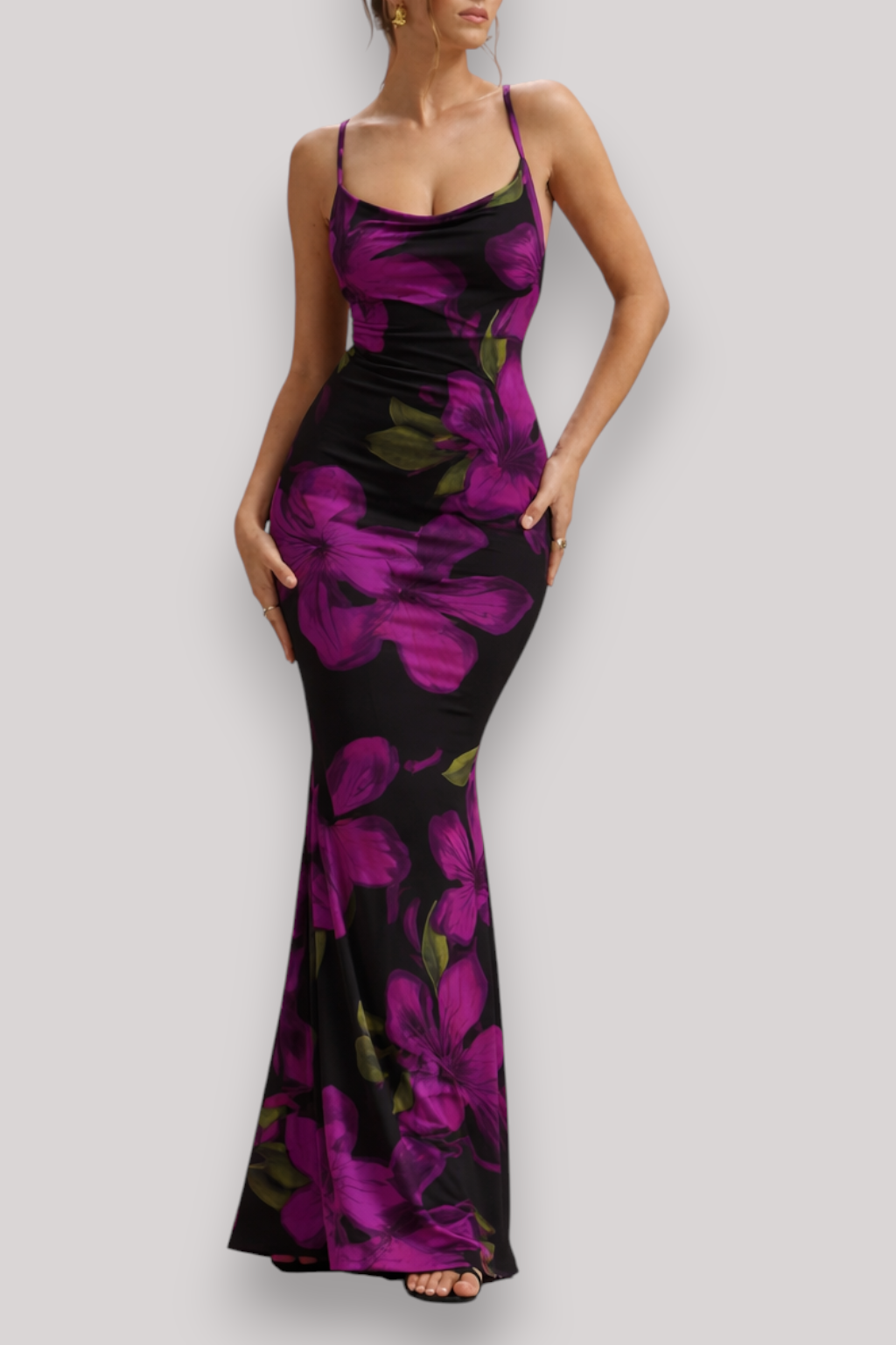 The Serena Women's Floral Bodycon Midi Dress Spaghetti Strap Sleeveless Summer Wear