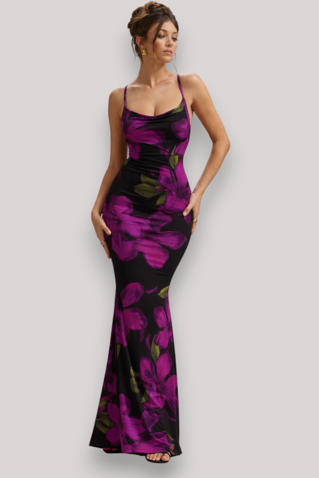 The Serena Women's Floral Bodycon Midi Dress Spaghetti Strap Sleeveless Summer Wear