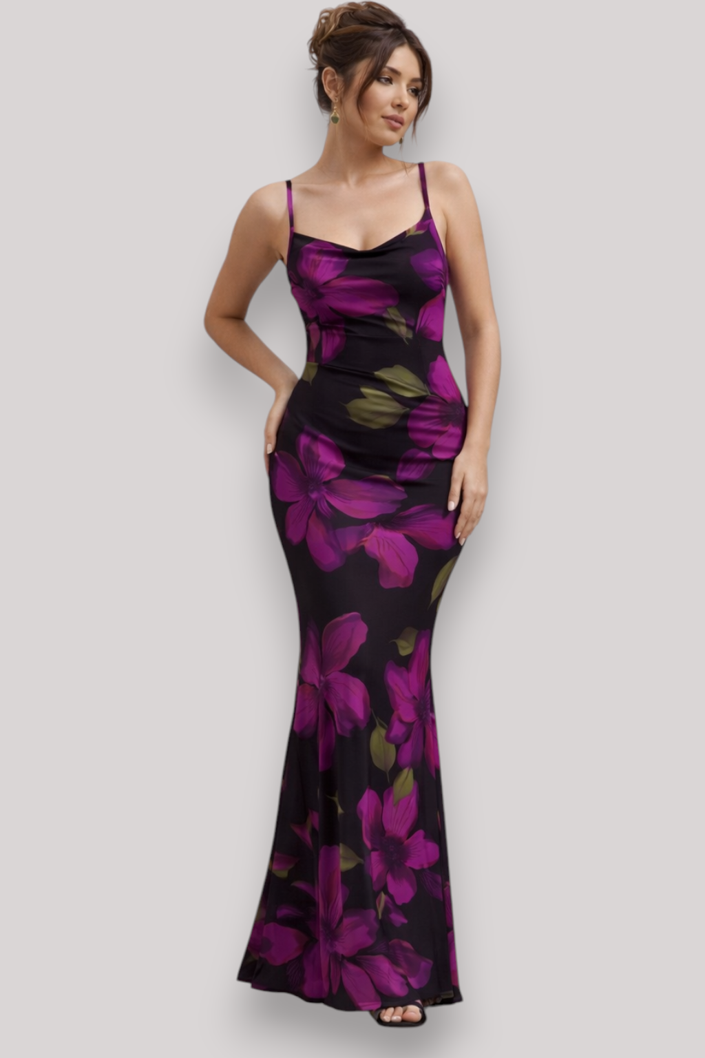 The Serena Women's Floral Bodycon Midi Dress Spaghetti Strap Sleeveless Summer Wear