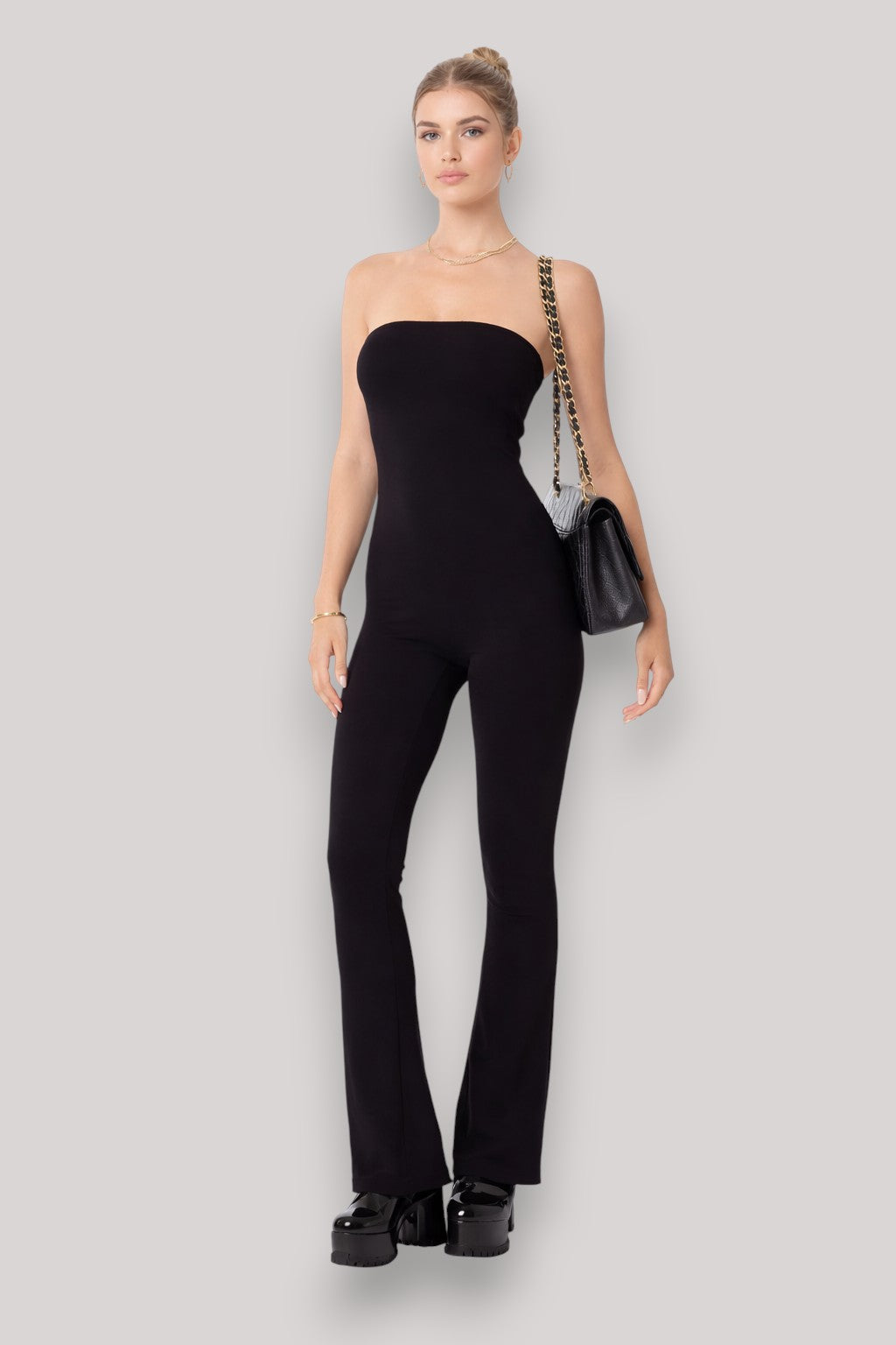 The Serilda Women's Sleeveless Jumpsuit Strapless Bodycon Minimal Set