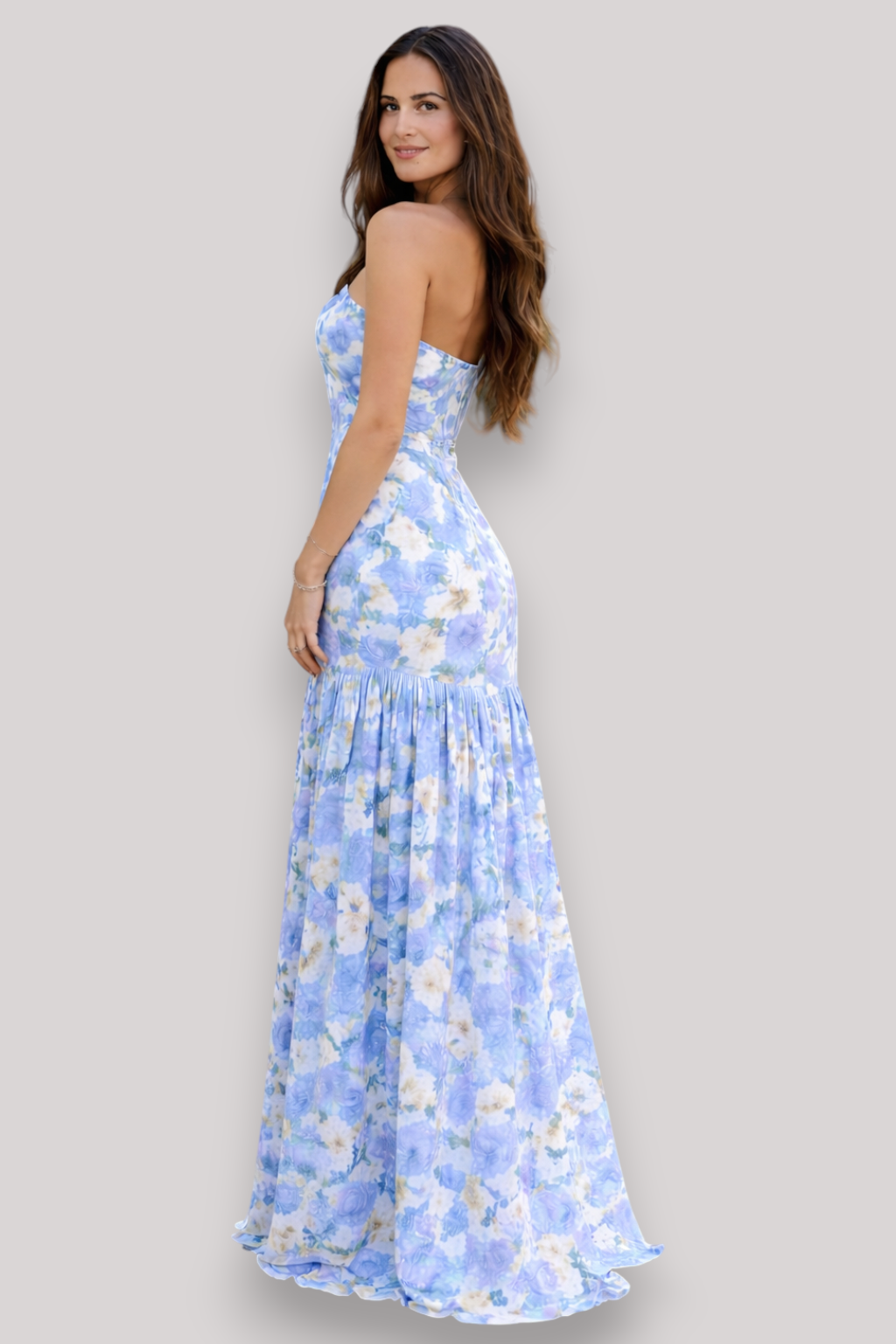 The Solenne Off Shoulder Boho Floral Maxi Dress Open Back Summer Wedding Party Style