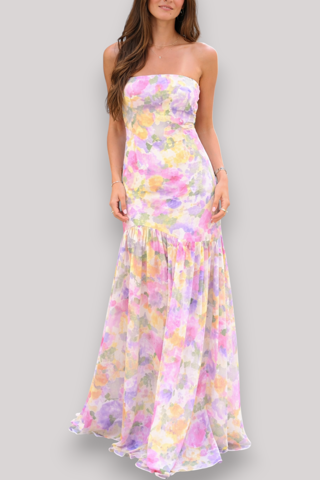 The Solenne Off Shoulder Boho Floral Maxi Dress Open Back Summer Wedding Party Style
