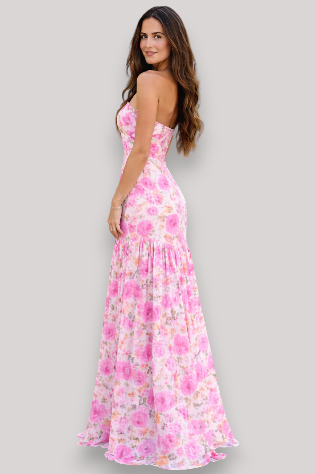 The Solenne Off Shoulder Boho Floral Maxi Dress Open Back Summer Wedding Party Style