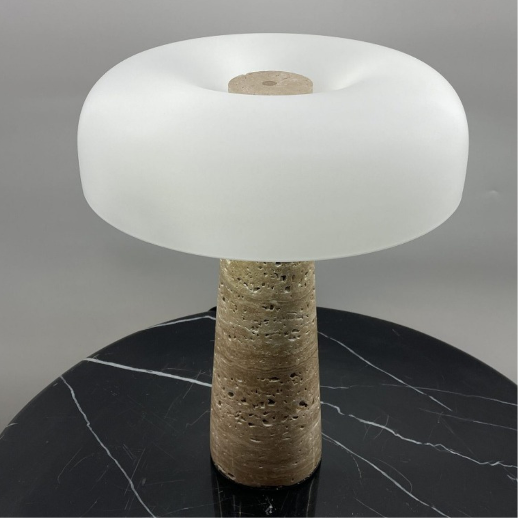 The Solvara Natural Stone Table Lamp With Glass Shade
