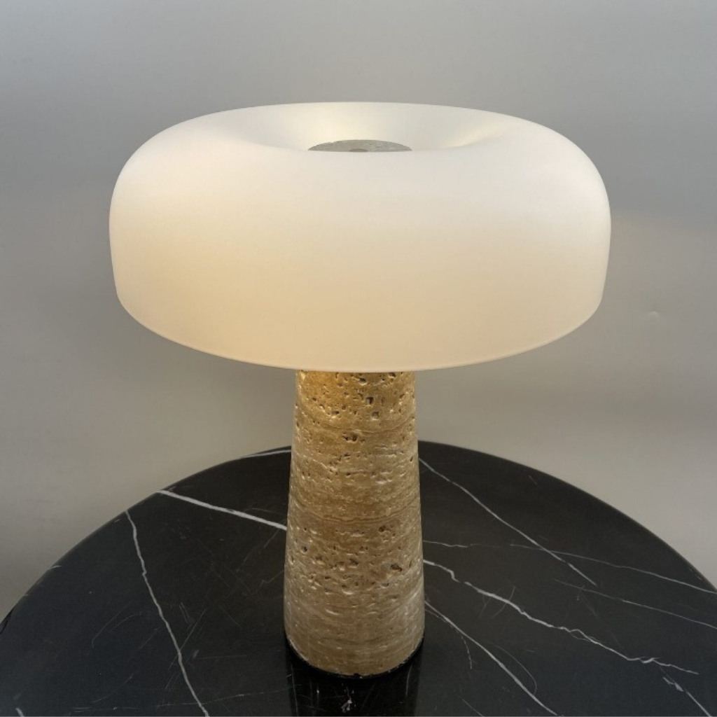 The Solvara Natural Stone Table Lamp With Glass Shade