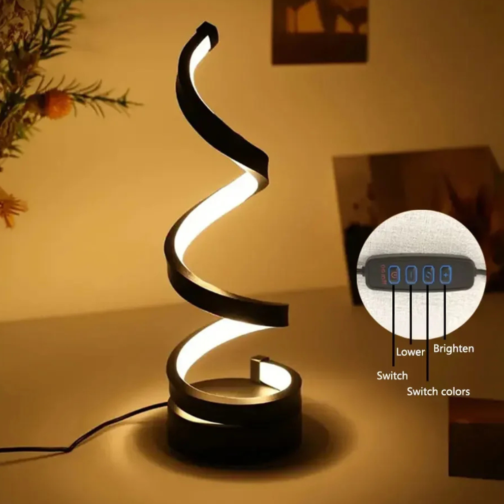 The Spiravelle Tri Colour Spiral LED Desk Lamp