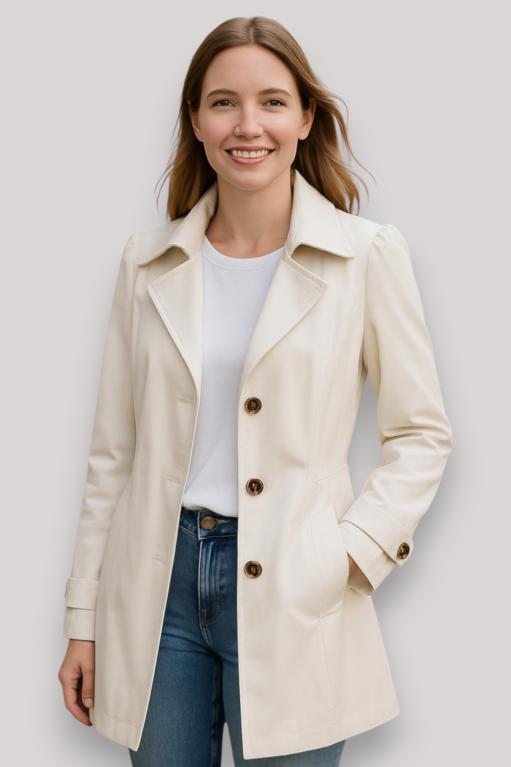 The Thatcher Trench Coat Single Breasted Windbreaker Casual Winter Jacket