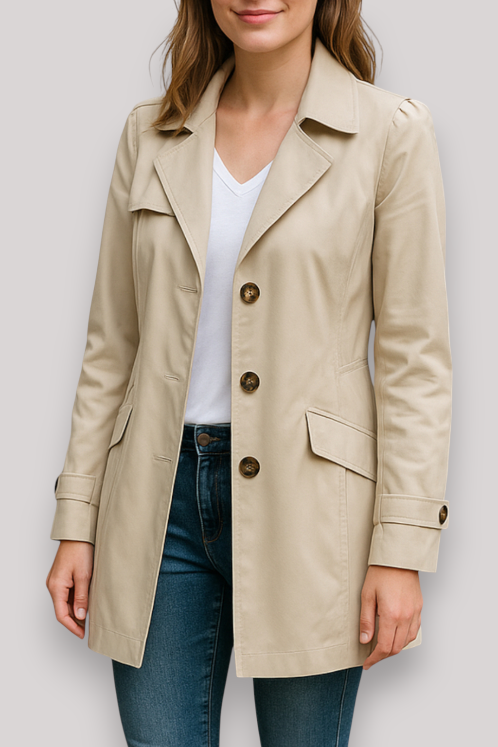 The Thatcher Trench Coat Single Breasted Windbreaker Casual Winter Jacket