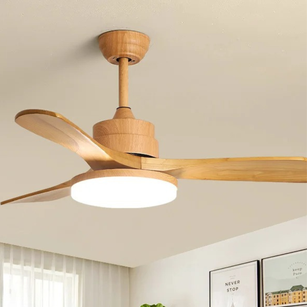 The Timora Modern Wooden Blade Ceiling Fan Light