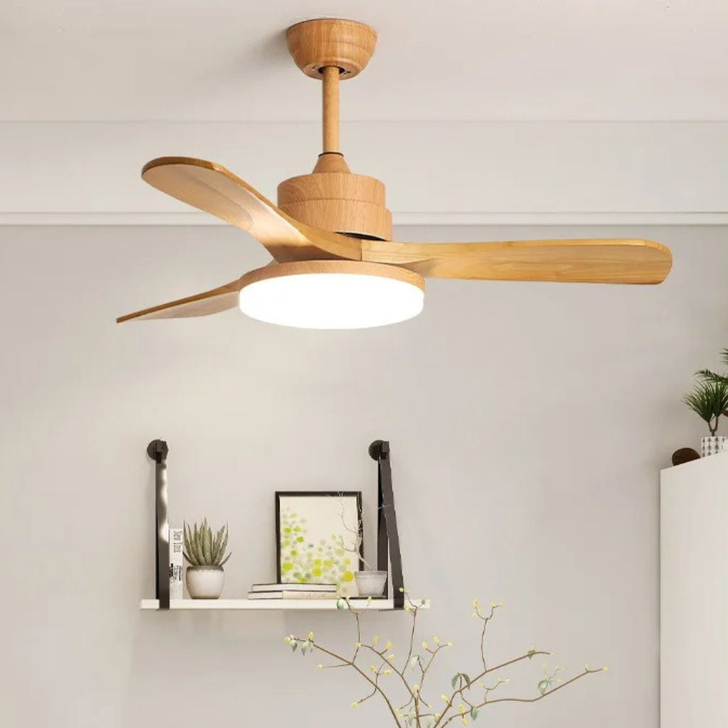 The Timora Modern Wooden Blade Ceiling Fan Light