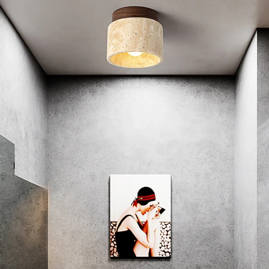 The Travique Wabi Sabi Travertine Ceiling Light