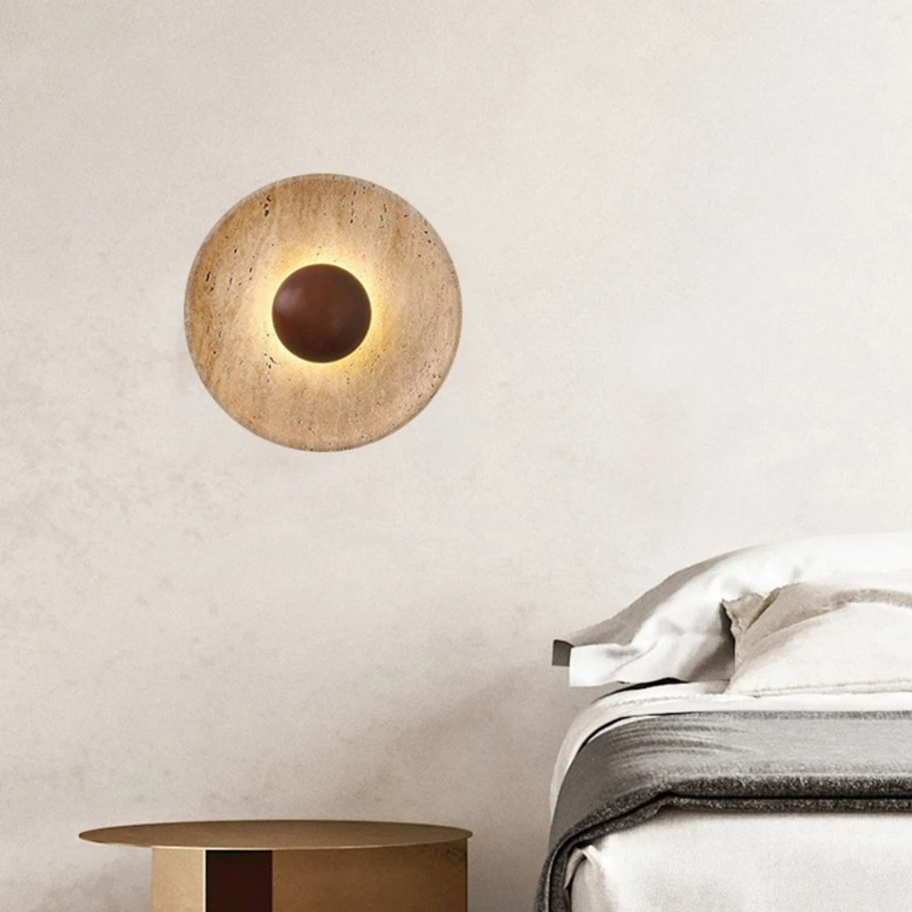The Travora Wabi Sabi Travertine Wall Lamp
