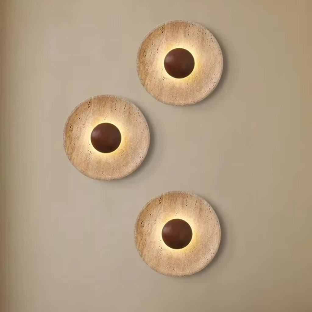 The Travora Wabi Sabi Travertine Wall Lamp