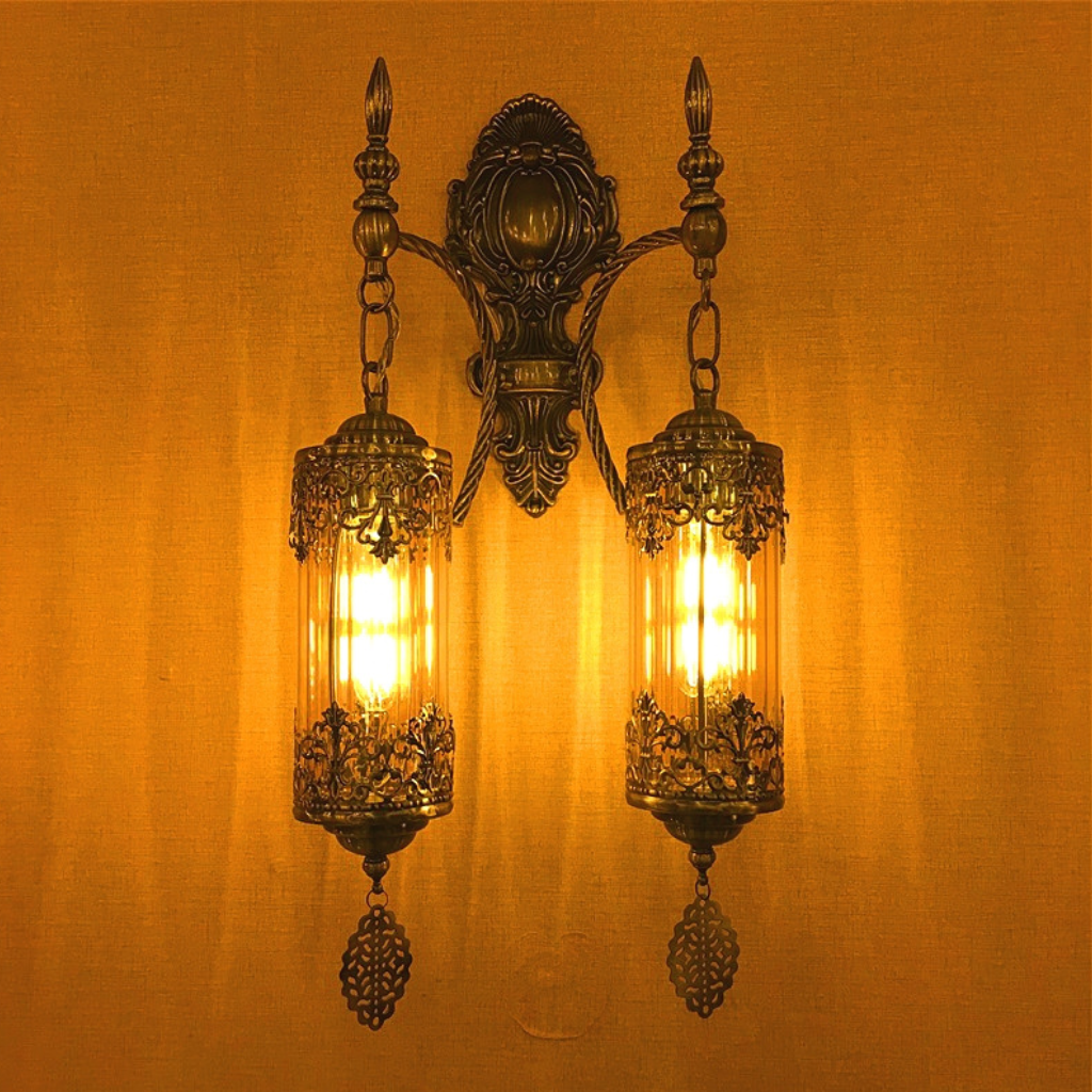 The Turenne Vintage Styled Double Glass Wall Light