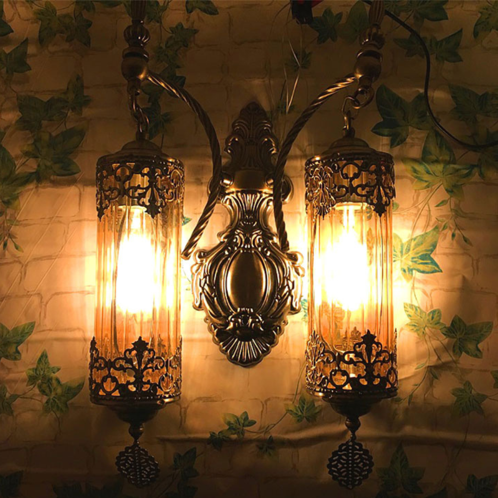 The Turenne Vintage Styled Double Glass Wall Light