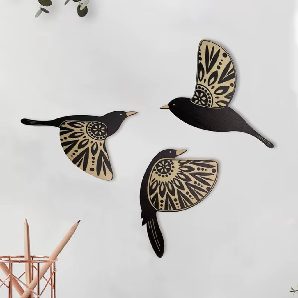 The Ravenwood Wooden Bird Wall Art Set