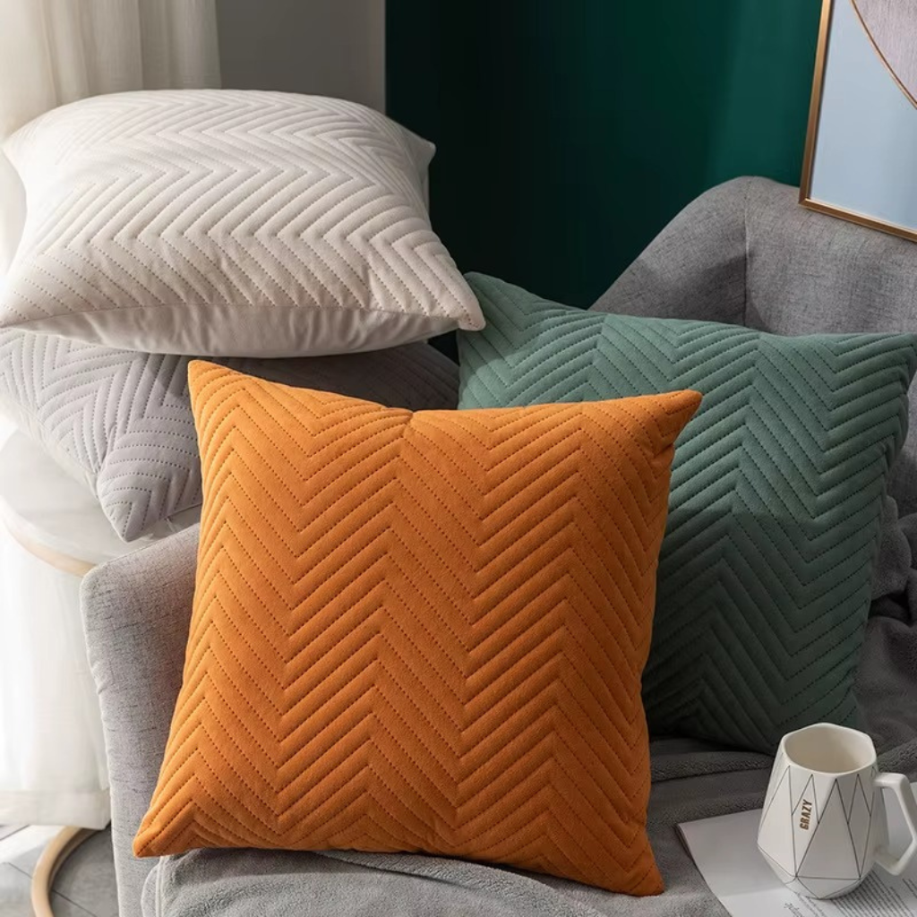 The Velora Herringbone Soft Cushion Cover