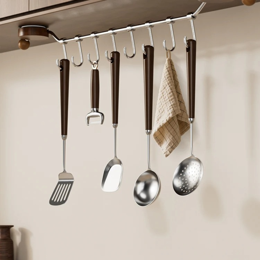 The Walnix Walnut Wall Mounted Kitchen Rail