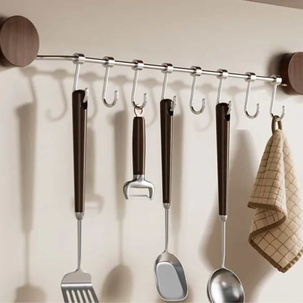 The Walnix Walnut Wall Mounted Kitchen Rail