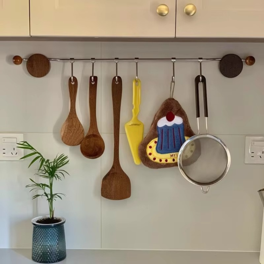 The Walnix Walnut Wall Mounted Kitchen Rail