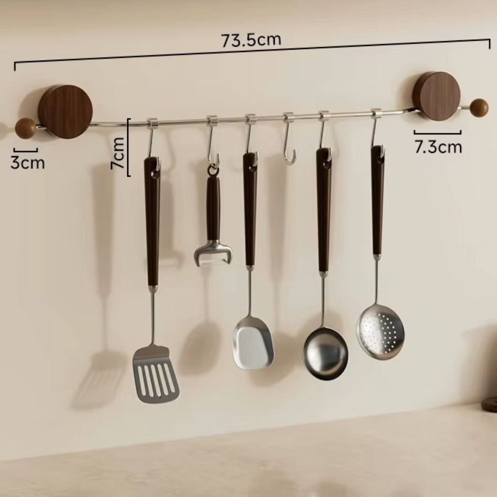The Walnix Walnut Wall Mounted Kitchen Rail