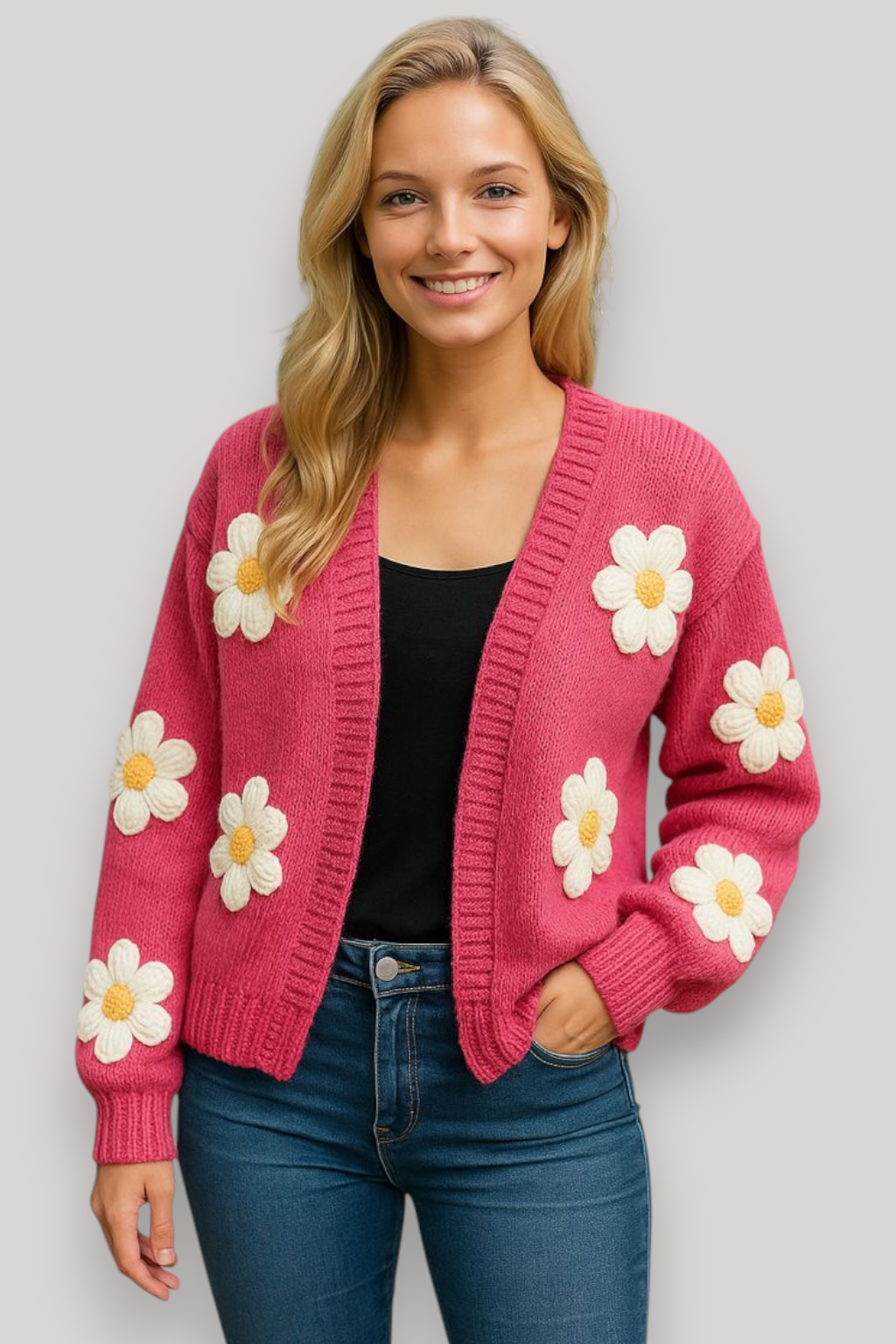 The Winsome V Neck Knit Cardigan Relaxed Fit Winter Sweater