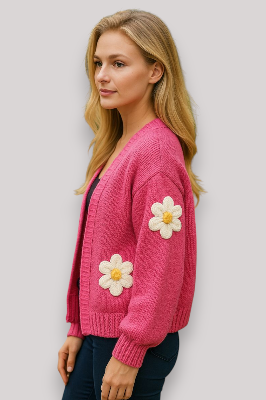 The Winsome V Neck Knit Cardigan Relaxed Fit Winter Sweater