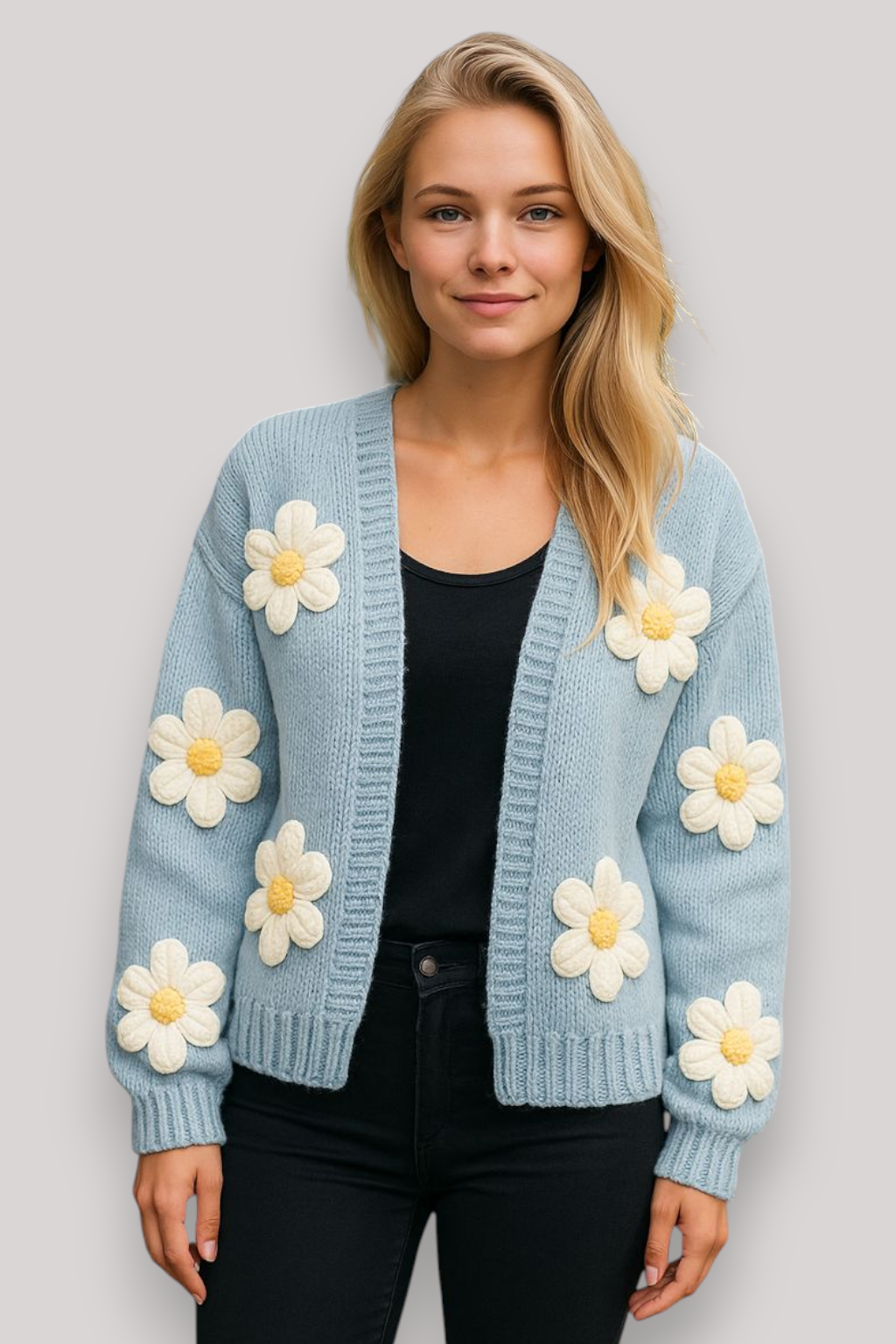 The Winsome V Neck Knit Cardigan Relaxed Fit Winter Sweater