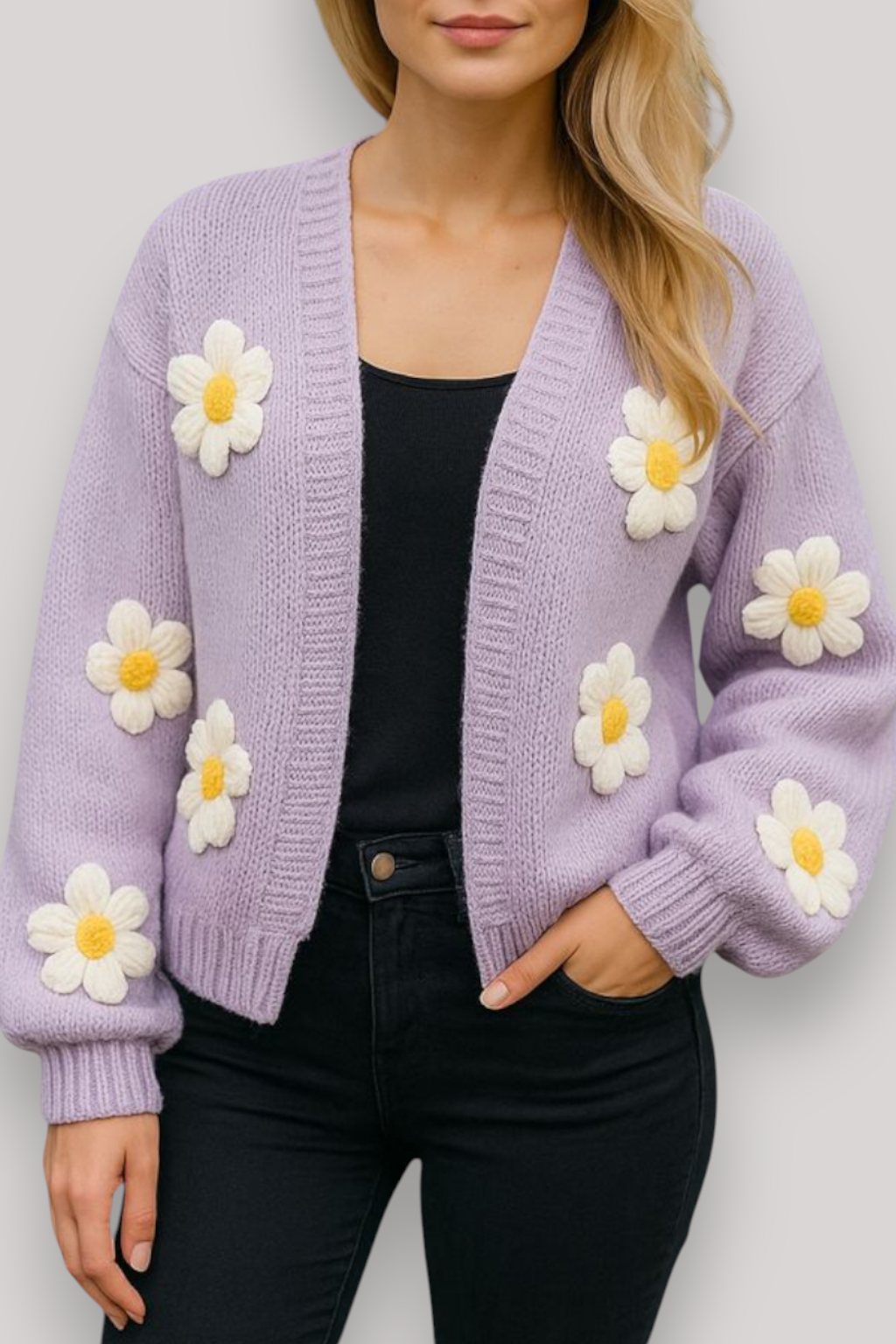 The Winsome V Neck Knit Cardigan Relaxed Fit Winter Sweater
