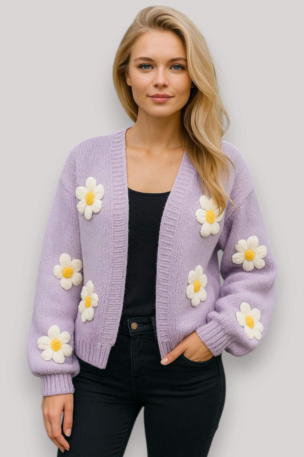 The Winsome V Neck Knit Cardigan Relaxed Fit Winter Sweater