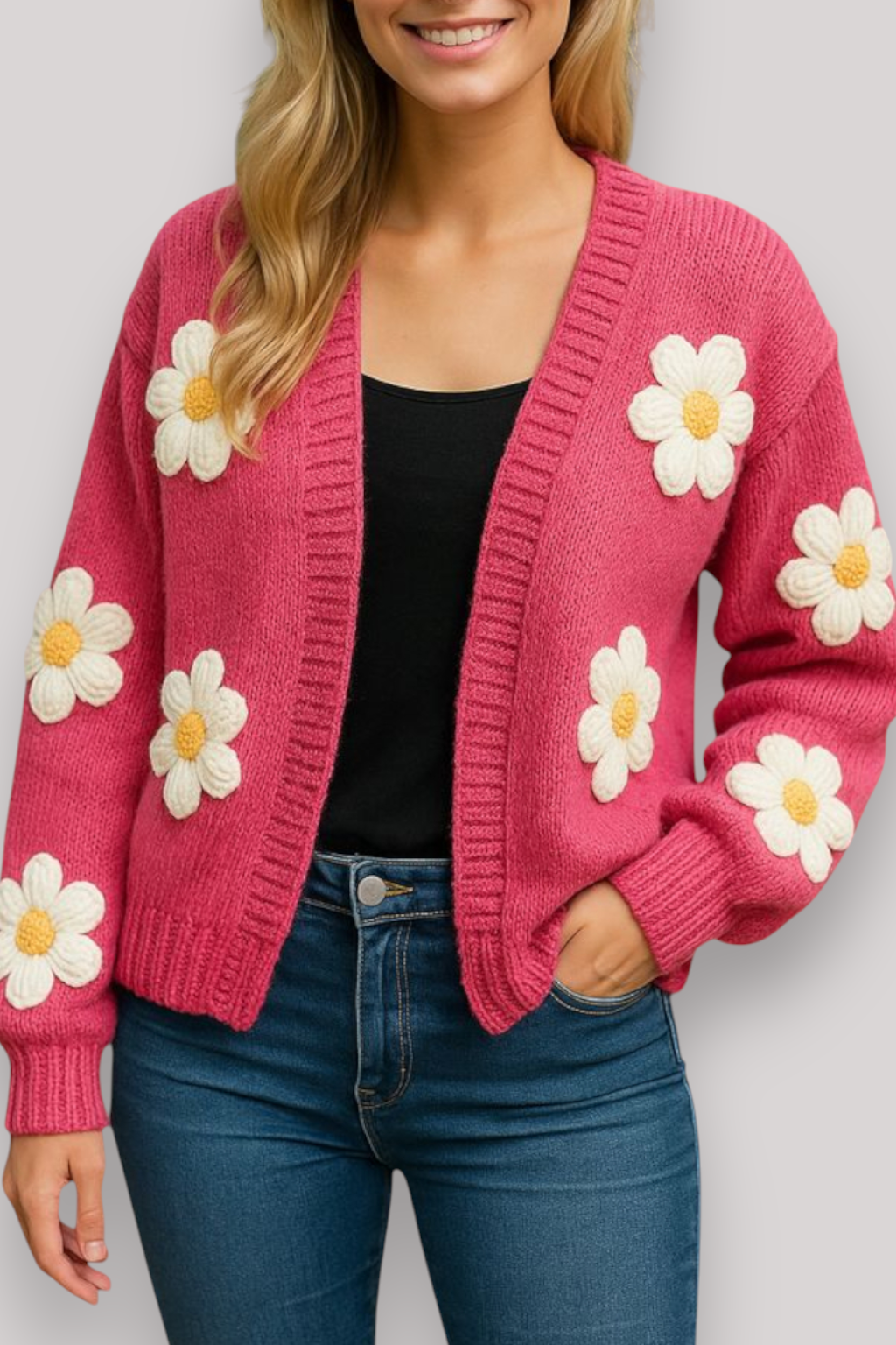 The Winsome V Neck Knit Cardigan Relaxed Fit Winter Sweater