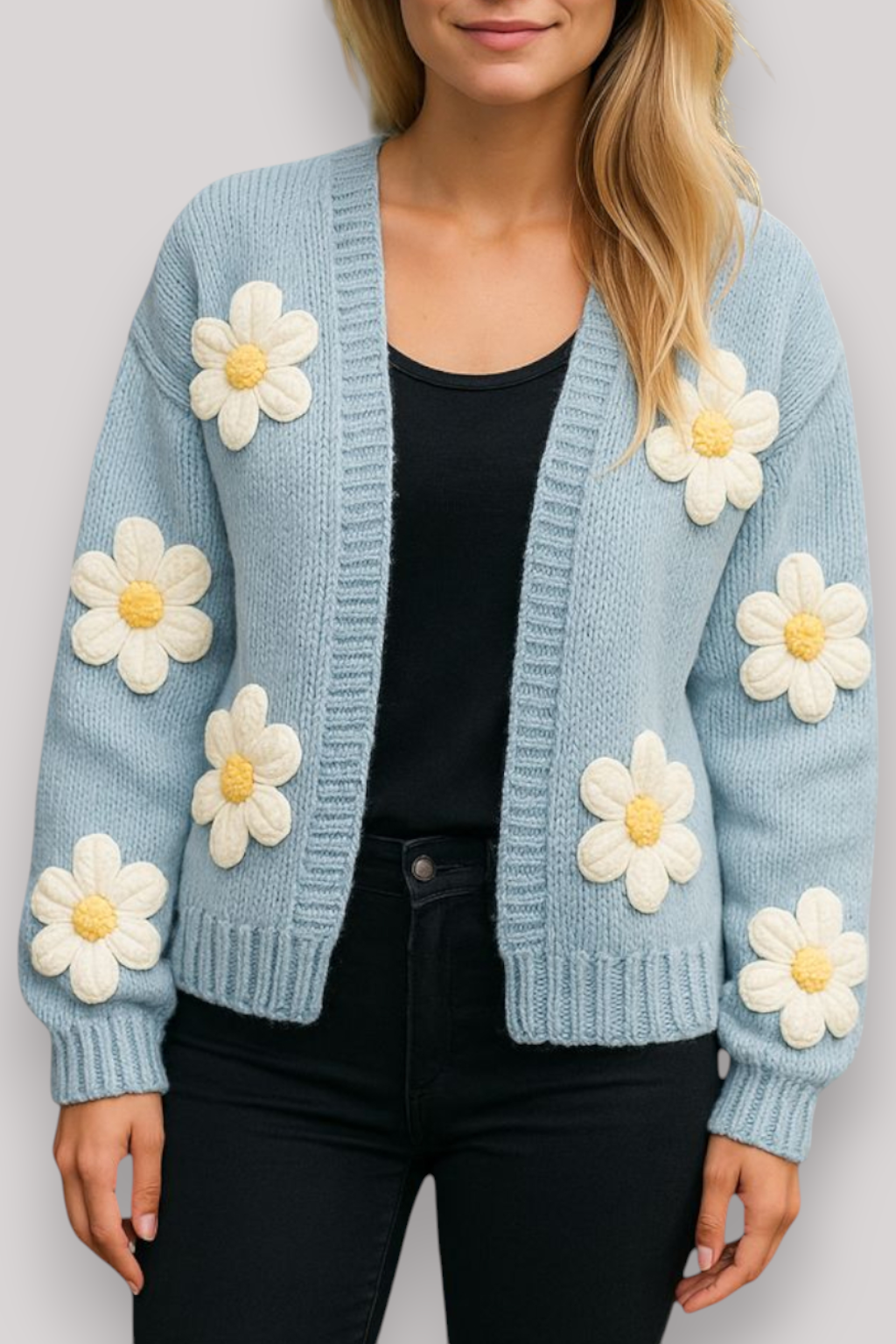 The Winsome V Neck Knit Cardigan Relaxed Fit Winter Sweater