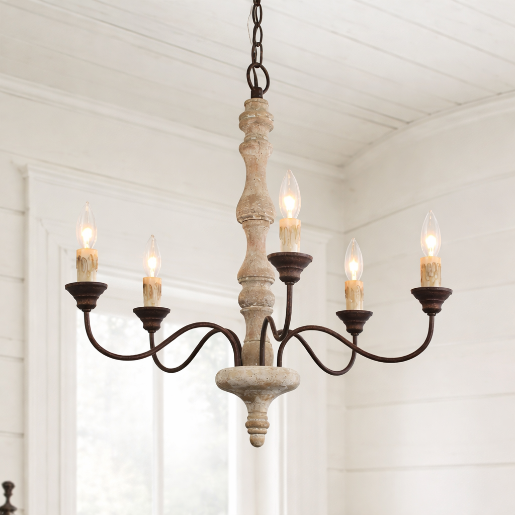 The Woodix Nordic Retro French Wood Chandelier