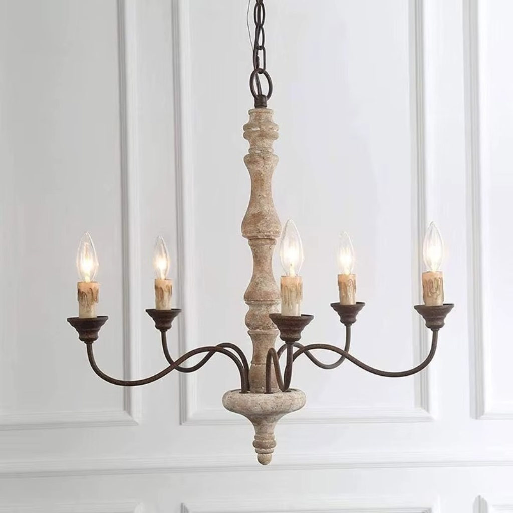 The Woodix Nordic Retro French Wood Chandelier