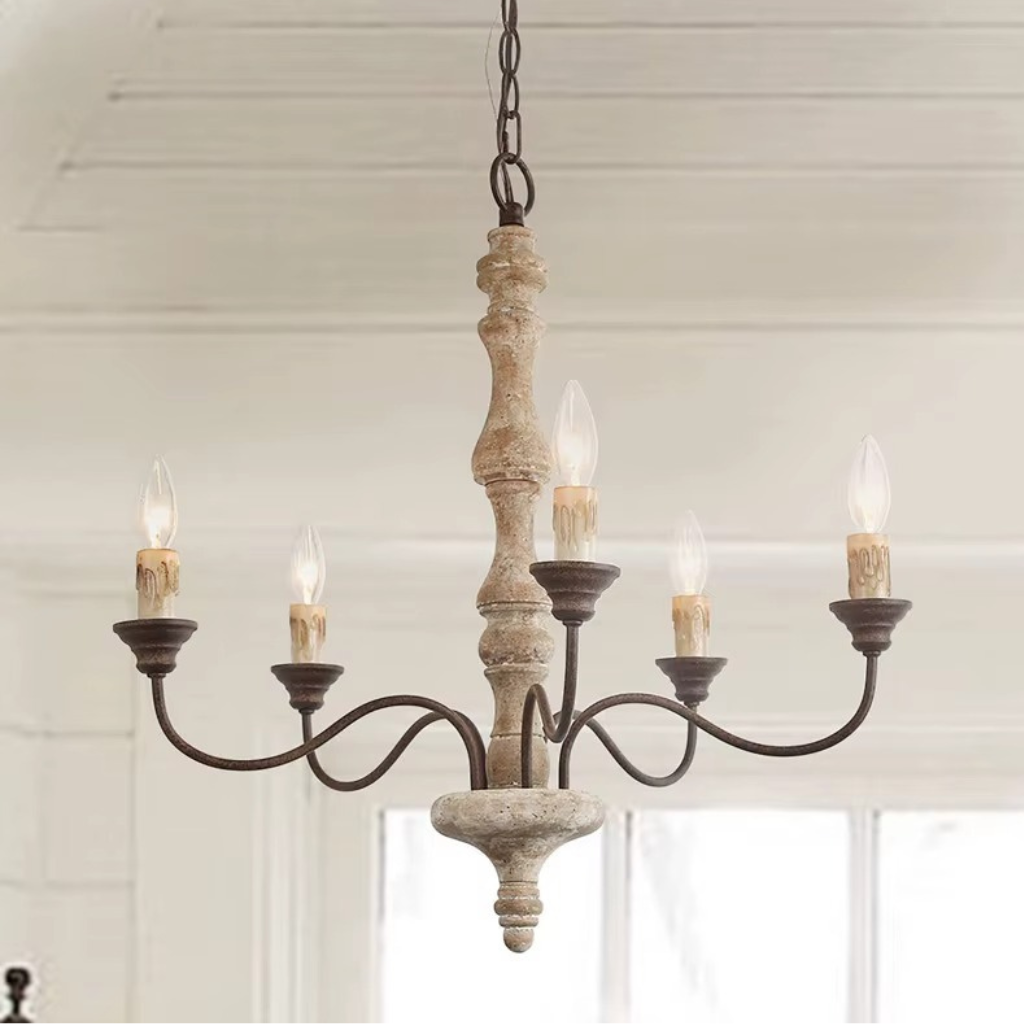 The Woodix Nordic Retro French Wood Chandelier