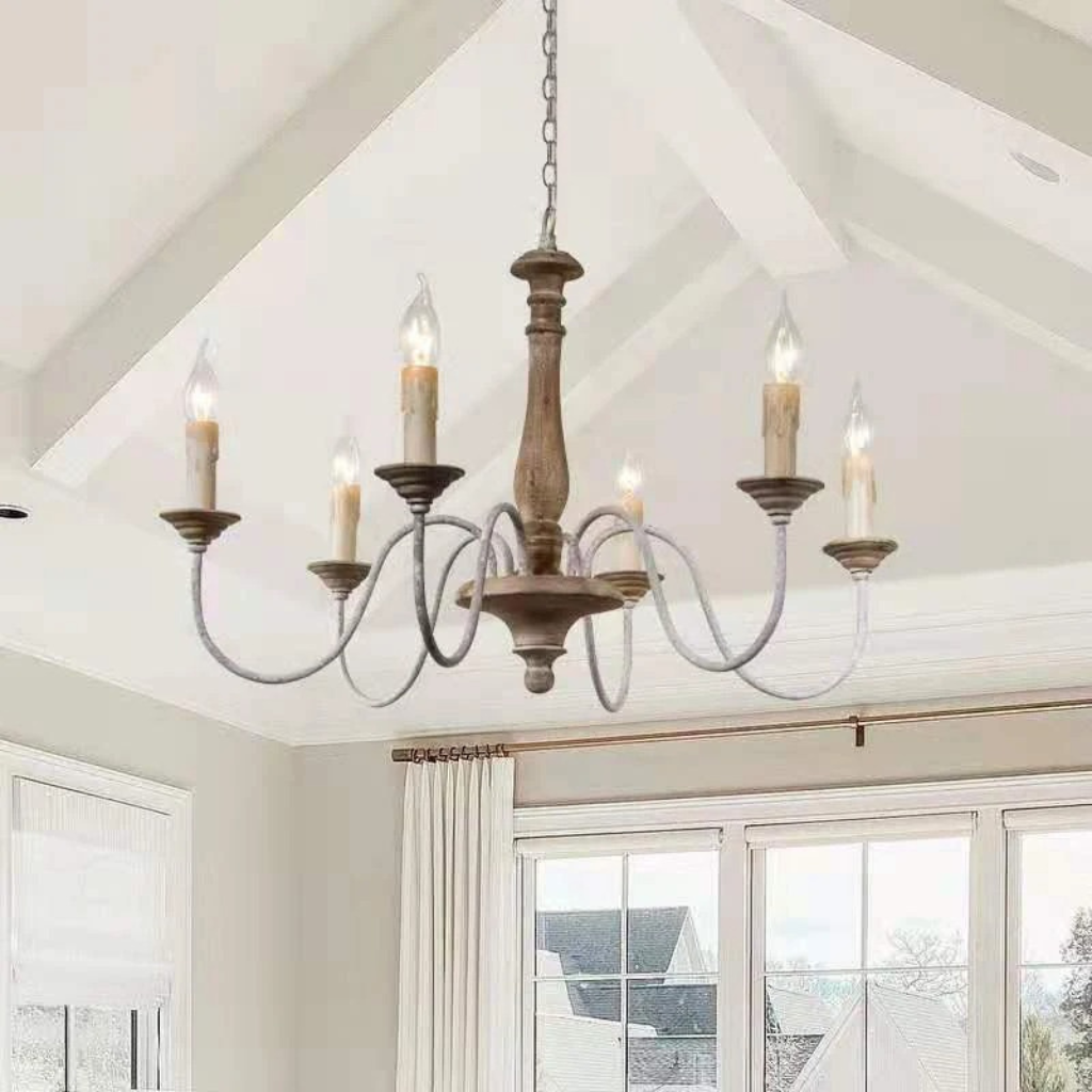 The Woodix Nordic Retro French Wood Chandelier