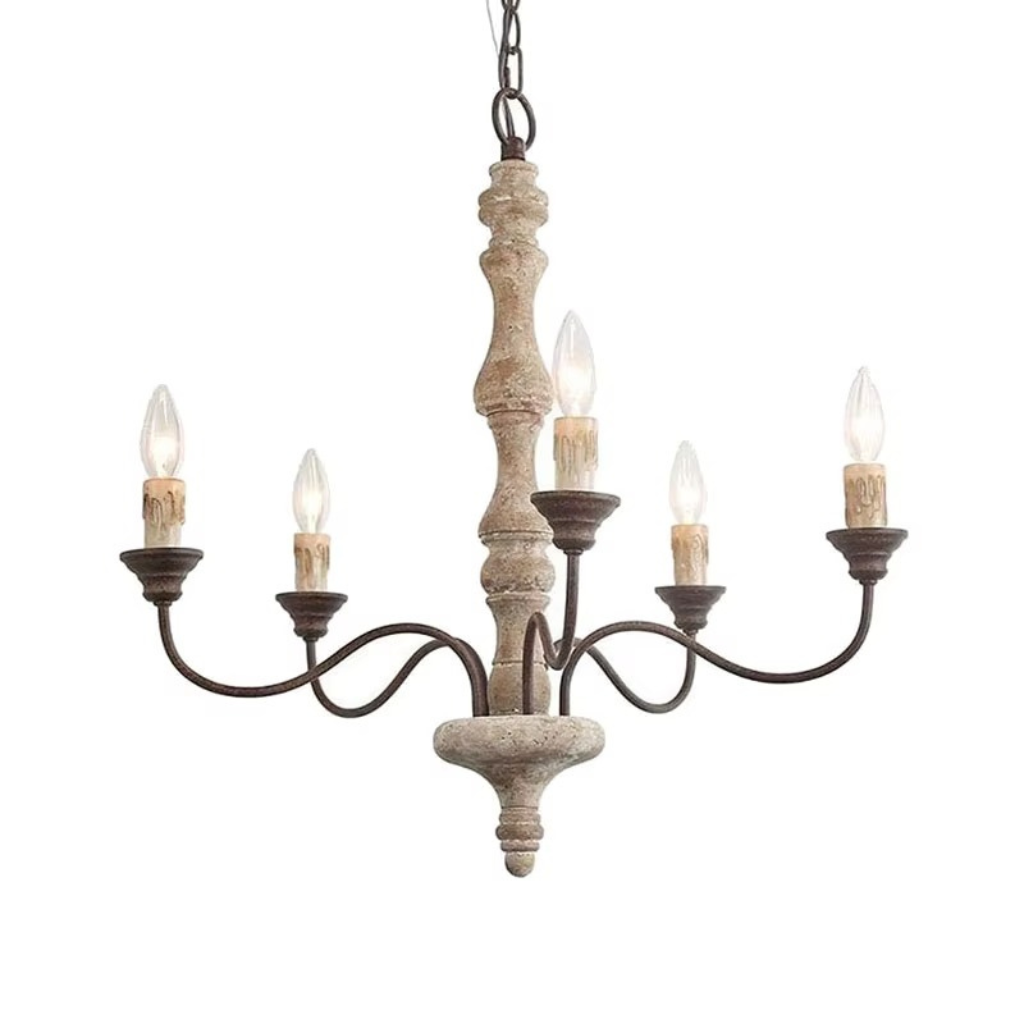 The Woodix Nordic Retro French Wood Chandelier