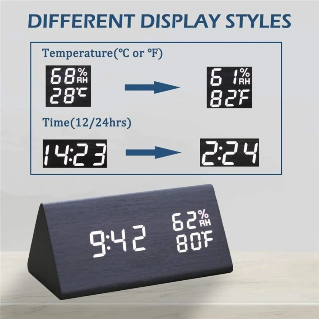 The Woodora LED Digital Bedside Alarm Clock